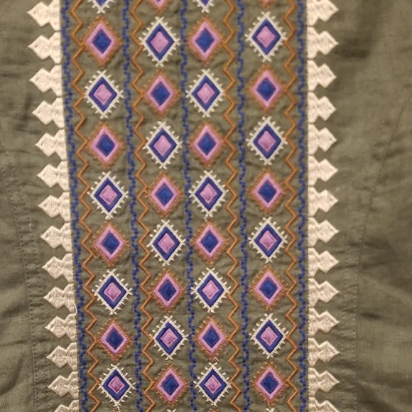 INC International Concept Army Green Linen Embellished Utility Jacket - Picture 9 of 10